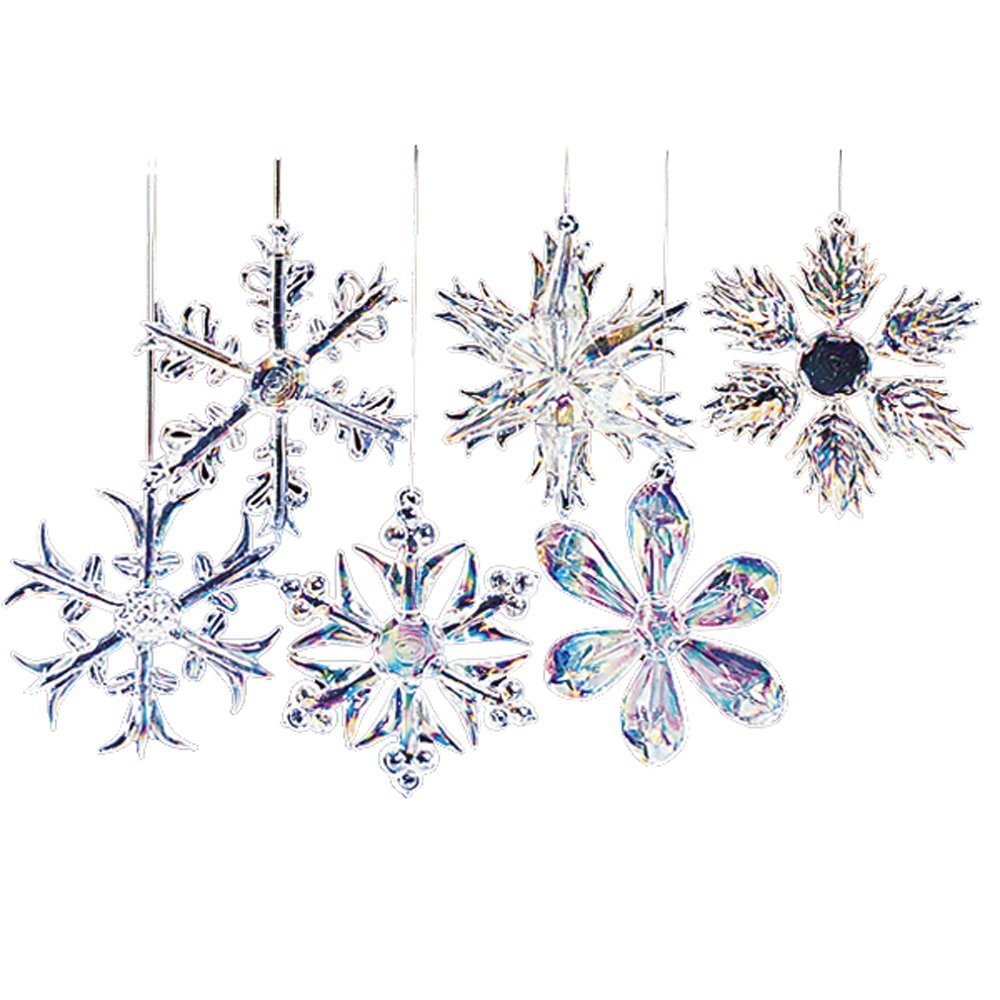 Glass Iridescent Snowflake Ornaments