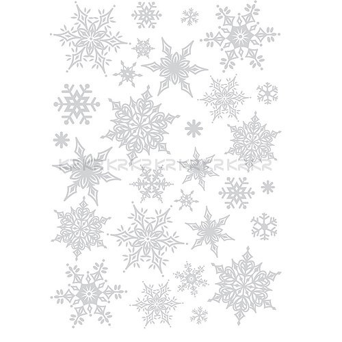 Ornate Glittery Silver Snowflakes Wall Sticker Decal 
