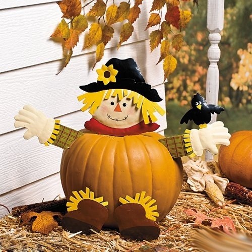Fall Scarecrow Pumpkin Poke In Head And Legs