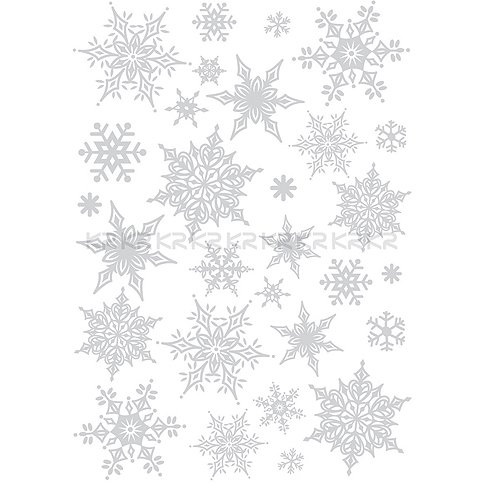 Wall Sticker Decal - Ornate Glittery Silver Snowflakes 