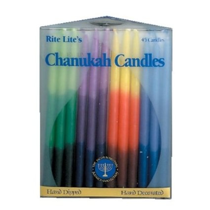  Hand-Dipped Rainbow 5.75-Inch Chanukah Candles