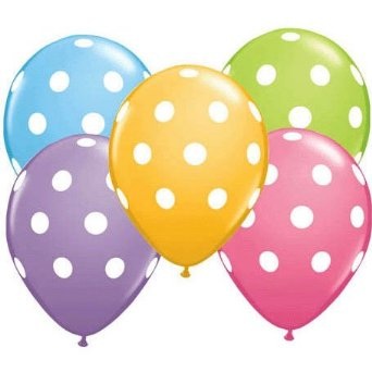 12 Polka Dot Balloons Bright Festive Colors Party Blue Green Pink and Lavender