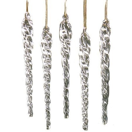 Twisted Clear Glass Icicle Ornaments 12 Pc