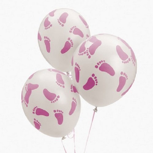 25 Baby Shower Party Pink Footprint Latex Balloons 
