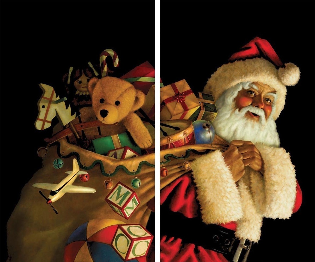 Santa Claus with Toy Sack Window Scene