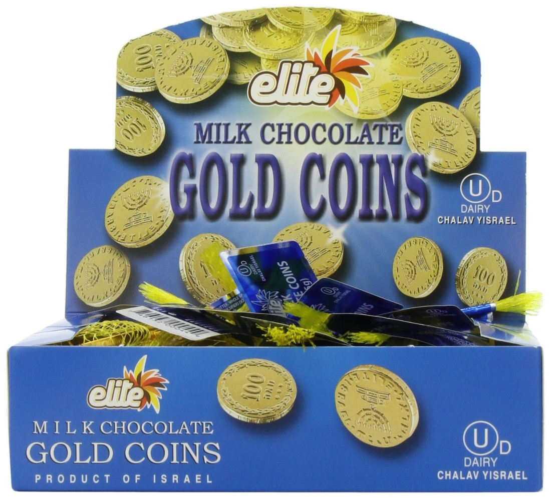 Chanuka/Hanukah Milk Chocolate Gold Gelt Coins