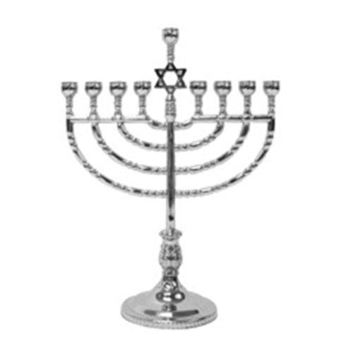  Judaica Polished Silvertone Menorah