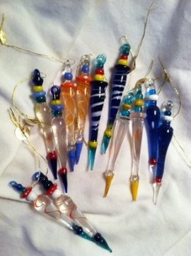 Multicolor Glass Icicle Christmas Ornaments 