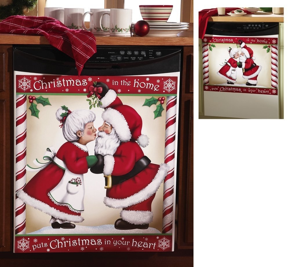 Kissing Santa Christmas Dishwasher Cover
